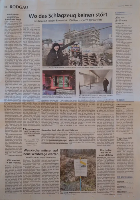 Archivvorschau: Wo das Schlagzeug keinen stört – Offenbach-Post