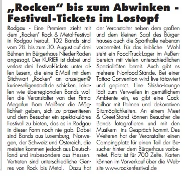 Archivvorschau: ROCKEN im Kurier – Kurier